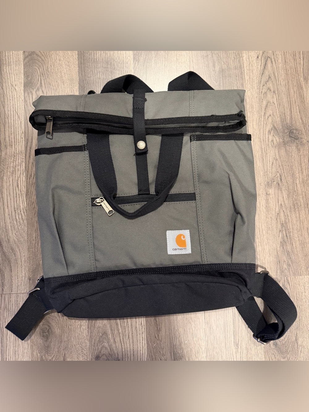 Carhartt Two-Tone Roll-Top Backpack in Gray and Black